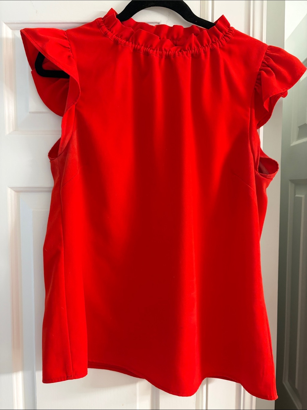 Sail to Sable Red Ruffle Sleeve Top